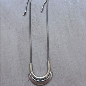 Chloe + Isabel Capri Gold Toned Rhinestone Pendant Necklace Adjustable Slider